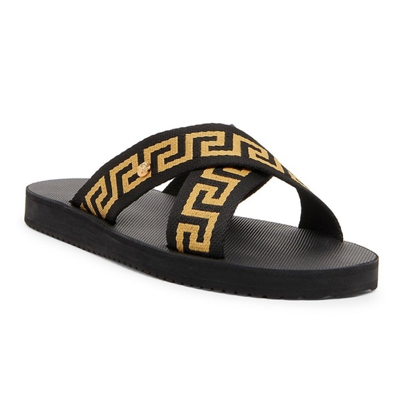 Versace Other - 🔥 New VERSACE Nastro Greca Crisscross Sandals Men’s 39 6 NIB Authentic! Fire!